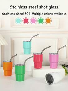 1pc/2pcs/6pcs Stainless Steel Double-Layer Sublimation Mini Tumbler Coffee Cup With Lid And Straw Water Cup Double-Layer Vacuum Insulated Cup Suitable For Bars, Clubs, Restaurants, Families, Party Supplies