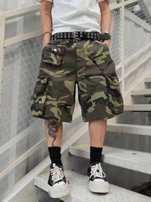 Manfinity EMRG Quần short denim in họa tiết rằn ri thường ngày cho nam - xanh quân đội - Xem 6