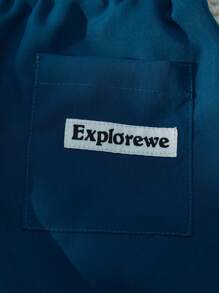 SHEIN Explorewe 小男孩字母印花短袖T恤和短裤休闲沙滩户外派对服装套装 - 彩色 - 查看 7
