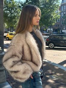 SHEIN EZwear Women's Long Sleeve Simple Fluffy Cardigan Sweater