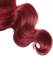 1 件勃艮第红色夹式波浪真人发片 99J 厚接发，适合女孩假发，柔软蓬松波浪，5 夹双纬夹式接发