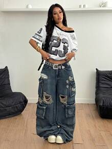 Coolane 男女款夏季情侣同款街头潮流运动外出号码图案足球球衣黑白T恤 - 黑色 - 查看 4