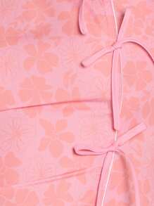 Nöista Vestido mini con estampado floral, decoración de lazo y volantes, y mangas cortas abullonadas para mujer