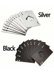 1/2pcs Poker Card Shaped Beer Opener Tool, Stainless Steel Ultra-Thin Pocket-Sized-Perfect For Home, Bars, Travel & Poker Party Gifts