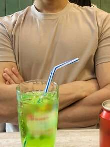 DAZY Camiseta ajustada de color caqui sólido para hombres, de verano