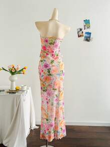 Soleia 2 件女士夏季度假套装：露肩扭花印花短款上衣和紧身荷叶边下摆长裙，适合派对、约会、户外度假、海滩、下午茶的浪漫装扮