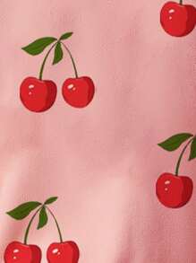 樱桃印花休闲圆领短袖T恤，夏季 - 粉色 - 查看 6