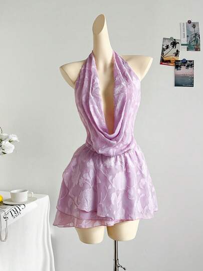 Soleia 新款女式闪光钩针锁孔前蝴蝶结镂空针织连衣裙，适合下午茶、街头、度假、派对、音乐节，四季皆宜