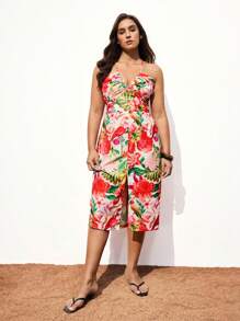 Maija Große Größen Frauen Tropische Pflanzen Muster elegantes Trägerkleid, Urlaubsstil Damen Sommerkleidung Damen Sommerbekleidung Damen Plus Sonnenkleid Damen Kleider Geburtstag Damen Sommerkleidung Urlaub Strand Lässig Ausgehen Tops Boho Bürooutfits Festival Outfits für Rave Hawaii Tropischer Muster Kleid Tropisches Kleid Tropisches Urlaubskleid Tropisches Midi-Kleid Blume Muster Kleid - Verschiedenfarbig - Übersicht 5