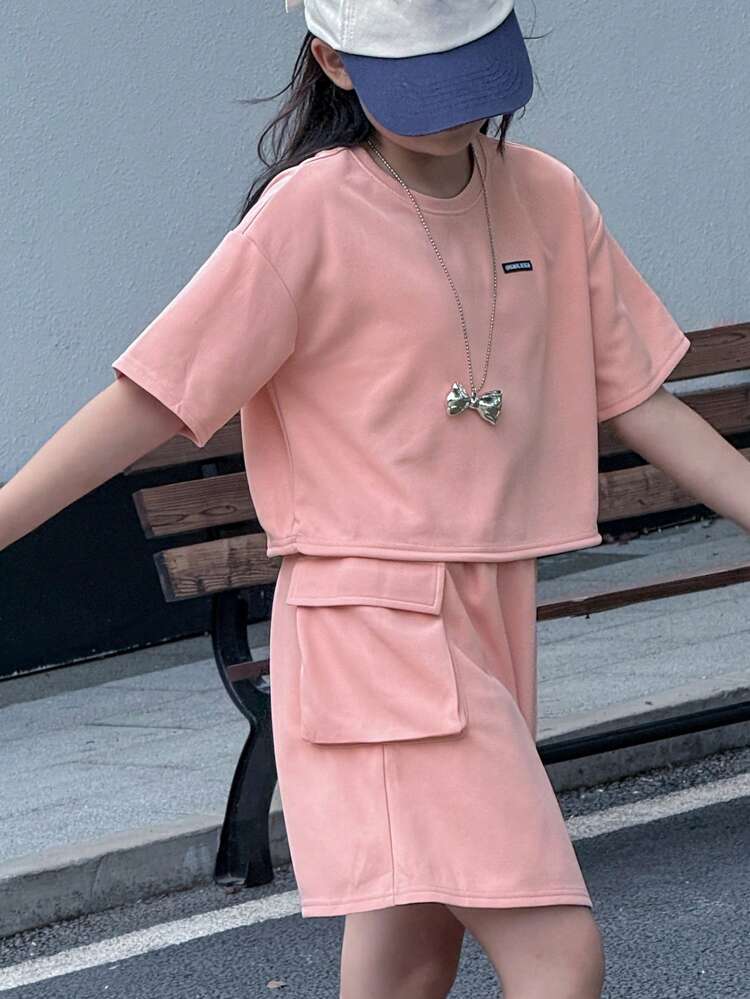 2pcs Tween Girls Fall T-Shirt Set