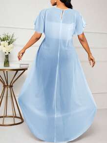 SHEIN Lady Women Plus Size Professional Business Casual Black Shirt For Commuting And Going Out - Baby Blue - View 2