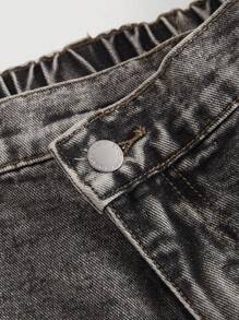 SHEIN MOD Oversized Black Jeans With Holes On The Wide Leg Comfortable Elastic Waistband Summer Casual Outfits