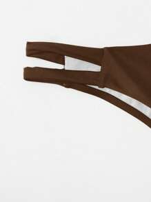 Sweetra Solid Color Bikini Bottom, Vacation/Beach For Summer - Brown - View 4