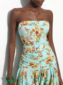 SHEIN Maija Women Off Shoulder Floral Print Mini Dress,Vacation Outfits - Multicolor - View 5