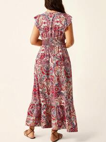 SHEIN LUNE Váy Maxi Du Lịch Thường Ngày In Họa Tiết Toàn Thân Cỡ Lớn - Nhiều màu - Xem 3