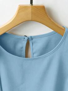 Franclia 女士两件套：无袖系带背心和宽松半裙，仿珍珠装饰 - 淺藍色 - 查看 3