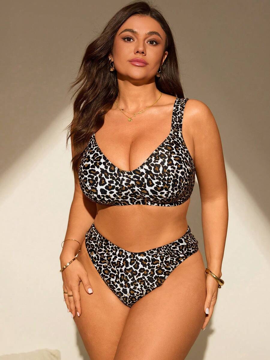 Swim Lushoire Plus Size Women Random Floral Print Tankini Swimwear Set For Summer Beach Vacation - Multicolor - View 1