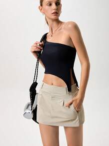 Fluxe Movishi 4-Way Stretch Low-Waist Solid Color 4-Way Stretch Woven Fabric Sporty Casual Skirt Pants,Summer Skort