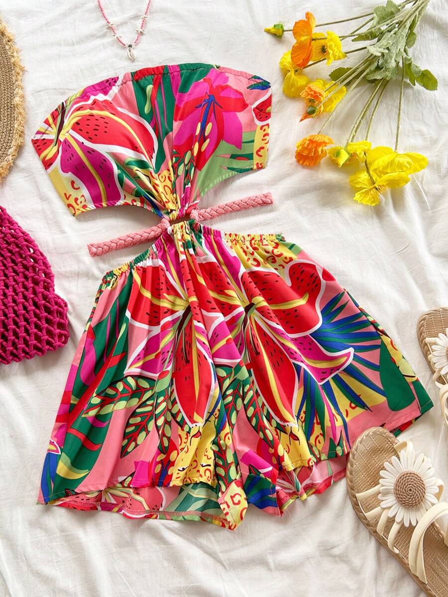 Soleia 热带印花镂空吊带连体衣，度假休闲 - 彩色 - 查看 1