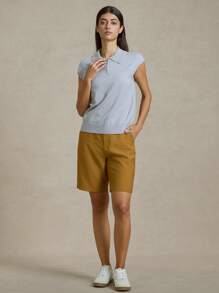 Briarwyn Plain Woven Casual Shorts, Suitable For Summer Business Casual Summer Beach 4th Of July Airport - Brown - View 3