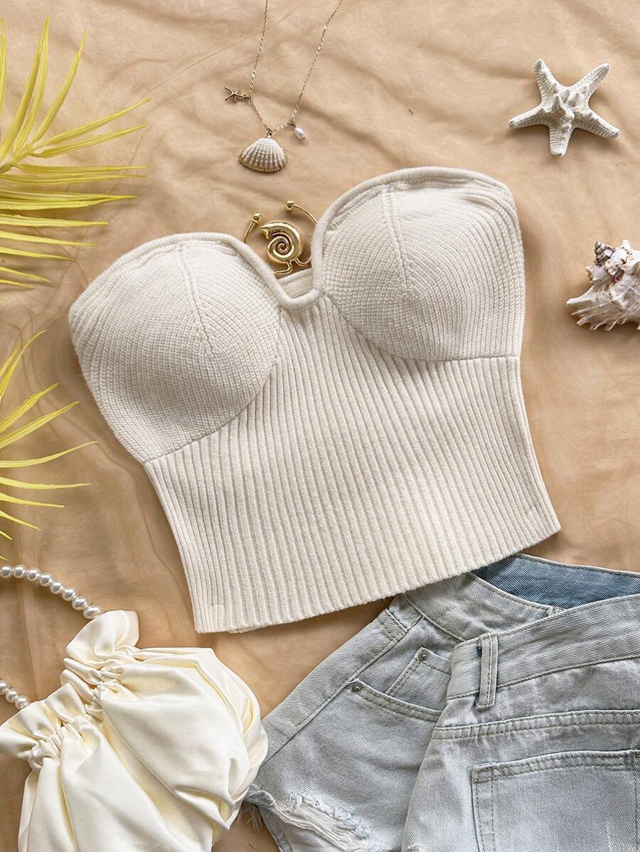 Soleia Ținută casual pentru femei, stil western, pentru vacanță, pe plajă, pentru nunți, rochie de brunch pentru absolvire, top elegant boho tropical, cu spate fără mâneci, tricotat, alb, tip bandeau, potrivit pentru Ziua Sfântului Patrick, vacanța de primăvară, Paște, festivaluri de muzică