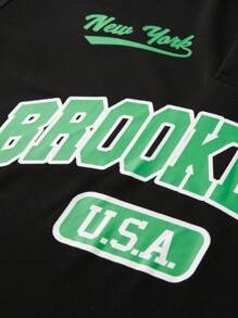 Aesthetic Post--Men's Printed Polo Shirt, Fashionable For Summer - Black - View 4