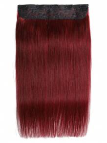 Burgundy Clip In Hair Extensions Real Human Hair 1Pc 5 Clips Remy Human Hair Clip In Extensions Soft Silky Straight For Women 99J Hair Extensions Halloween Costumes - S99J - View 2