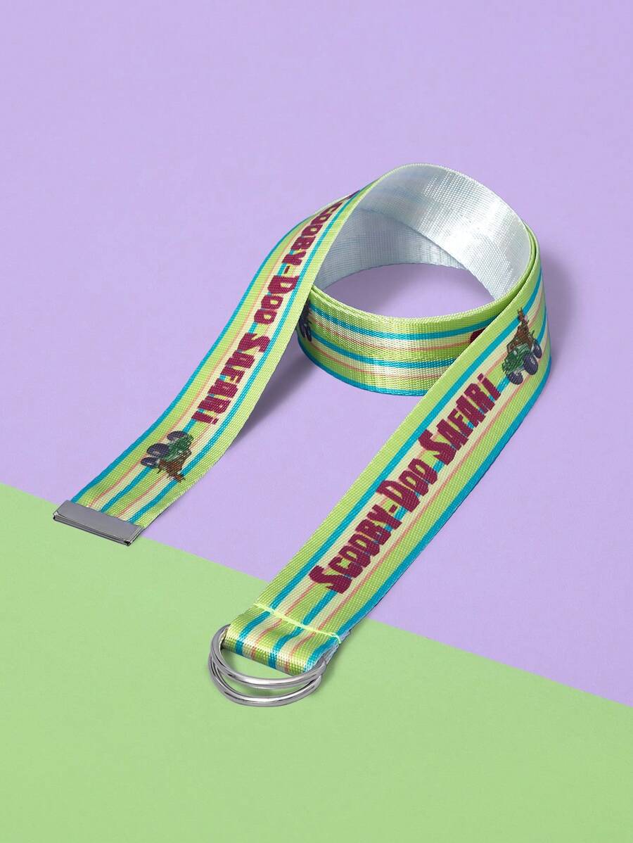 SCOOBY-DOO X SHEIN Fashionable Striped And Letter Pattern Belt - Green - View 1
