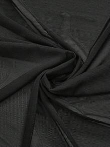 ROMWE Goth Top de manga abullonada corto con estampado de mariposa y bloques de color, estilo Y2K para vacaciones y playa - Negro - Ver 3