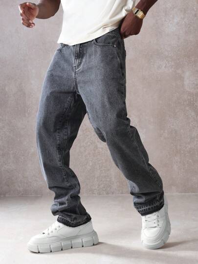  SUMWON Flare Fit Denim Pants Autumn Winter Collection Contemporary Retro Style Premium Straight Leg Jeans Plain