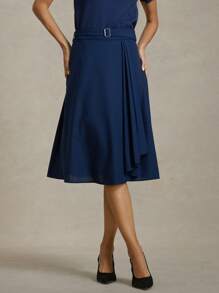 Briarwyn Falda plisada de cintura alta de unicolor tejida, para el 4 de julio en el aeropuerto