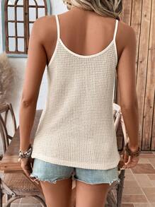 SHEIN LUNE 3件套女士休闲华夫格蕾丝拼接无袖背心，日常基本款服装，春夏休闲款 - 彩色 - 查看 7