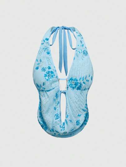 Top per donne da indossare in spiaggia, con scollo alla greca, decorato con ricami e perline, con schiena scoperta