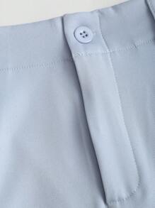 Sweetra Quần ống rộng xếp ly vải jacquard thanh lịch cổ điển dành cho nữ, mùa thu/đông - Màu xanh nhạt - Xem 3