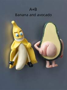 1pc Cute Banana Cartoon Refrigerator Magnets, Cartoon Fruit Refrigerator Magnets, Kawaii Refrigerator Magnets, Decorative Refrigerator Magnets, Cute Office Kitchen Pendants, Kitchen Appliances, Home Decor, Kitchen Decor