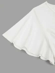 Rometta Women's Plus Size Simple Cross Wrap V-Neck Contrast Color Stitching Solid Color Hem Midi Dress Vacation Summer Women Outfit Spring Dress Elegant Formal Women Dresses Evening Dress Wedding Women Dress Easter Women Dress Graduation Dress Wedding Guest - Black and White - View 3