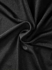 Flirla 1pc Women's Solid Color Loose Drawstring Wide-Leg Pants, Casual Minimalist Design, Suitable For Daily Wear, Spring/Summer, Back-To-School Fall Cloth For Women - Black - View 7