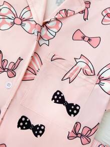 2 piezas Pijama con lazo decorativo para niñas grandes