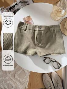 SHEIN EZwear Green Casual Women Shorts, Fashionable For Summer