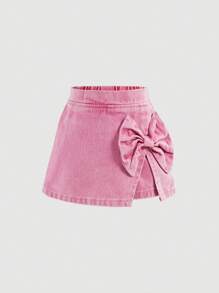 SHEIN 女童休闲修身中腰牛仔短裙