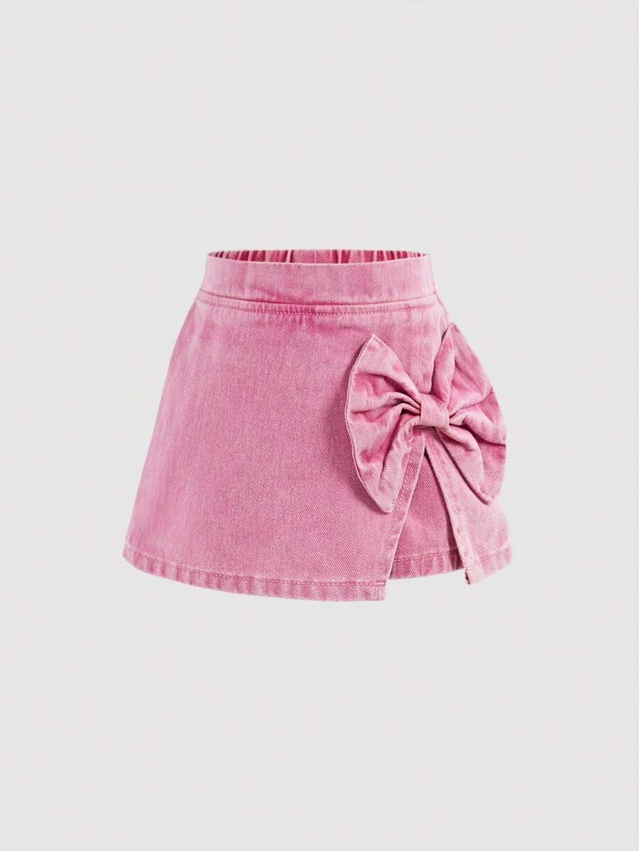 SHEIN 女童休闲修身中腰牛仔短裙