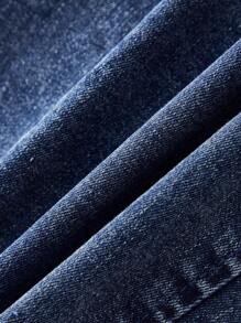 SHEIN MOD MOD Women White Knitted Patchwork Blue Denim Round Neck Short Sleeve Cropped Top,Summer Top