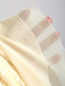 Sweetra Women's Fashion Sexy Lace Patchwork Asymmetric Hem Strapless Mini Dress - Yellow - View 6