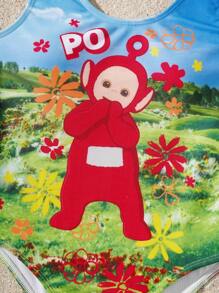 Teletubbies X SHEIN Tween Girl Cartoon Grassland Pattern One-Piece Swimsuit, Summer - Multicolor - View 5