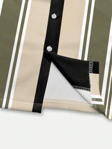 Manfinity RSRT Plus Size Men's Striped Short Sleeve Polo Shirt And Shorts Set, Summer - Multicolor - View 6