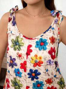 SHEIN LUNE Plus Size Women Holiday Floral Print Pocket Sleeveless Jumpsuit,Holiday Outfits,Summer Outfits,Functional Pockets, Women Boho/Bohemian Jumpsuit,Pride Month Apparel,Holiday Outfits,Everyday Commute & Outdoor Essential,Holiday Elegant Outfits,Elegant And Fashionable For Commuting,Commute,Minimalist,Casual Daily Wear - Multicolor - View 2