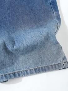 Tween Bos Denim Two Pieces Outfits Set - Medium Wash - View 10