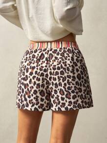 Bohemela Boho Woven Leopard Print Loose High Waist Shorts For Women Women Summer Shorts Summer Shorts For Women Women Shorts Shorts For Summer Summer Clothes For Women - Multicolor - View 7