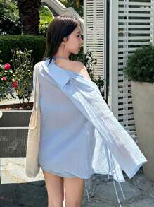 DAZY Cubrecuerpo casual de mujer de unicolor con detalle de lazo, para verano