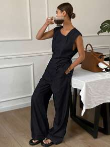 DAZY 夏季新款宽松休闲复古风女式牛仔两件套 - 黑色 - 查看 6